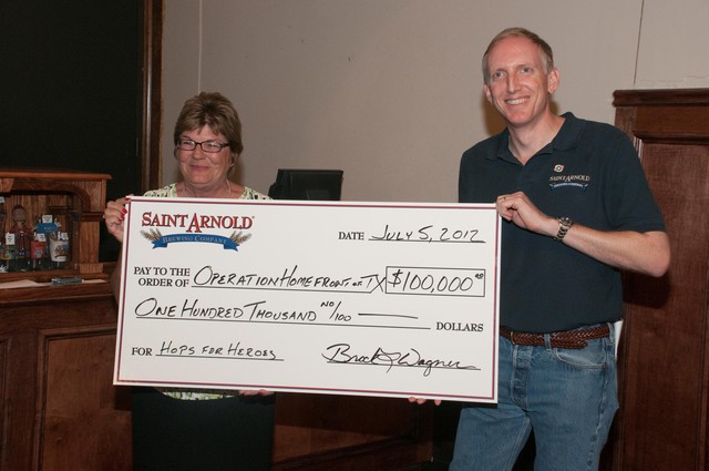 Brock Wagner Presents the Homefront IPA Donation to Operation Homefront Texas